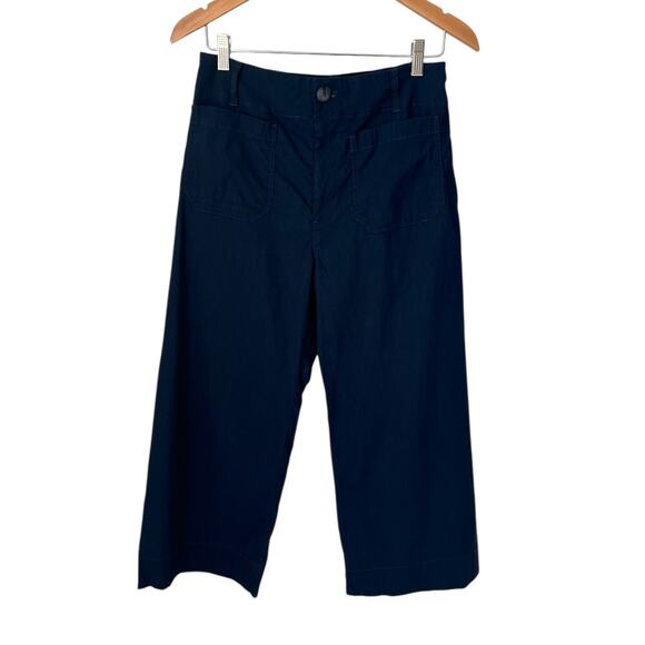 Anthropologie Maeve The Colette Cropped Wide Leg Trouser Pants Navy Size 30P - Picture 1 of 10